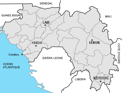 Carte rgionale Guine